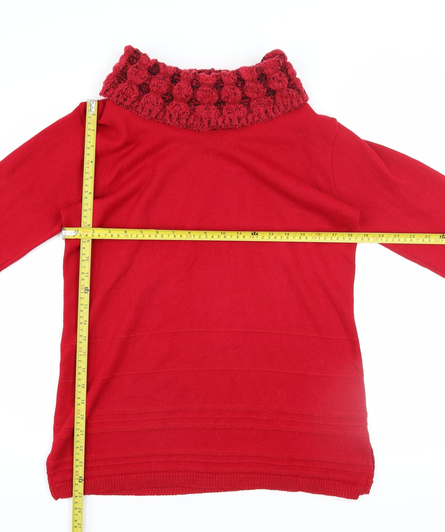 Isle Collection Women's Red Cowl Neck Long Sleeve Pullover Jumper Size S