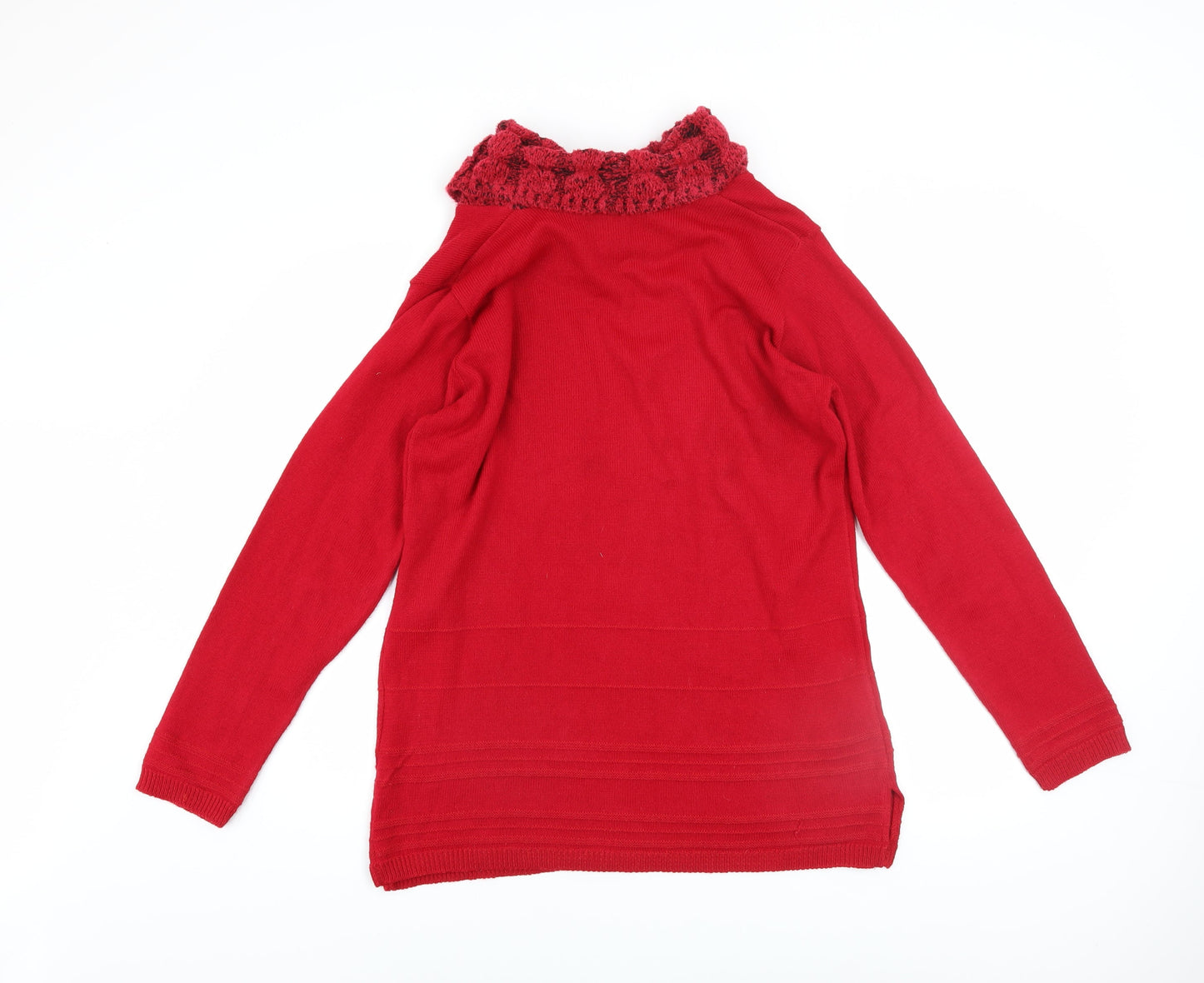 Isle Collection Women's Red Cowl Neck Long Sleeve Pullover Jumper Size S
