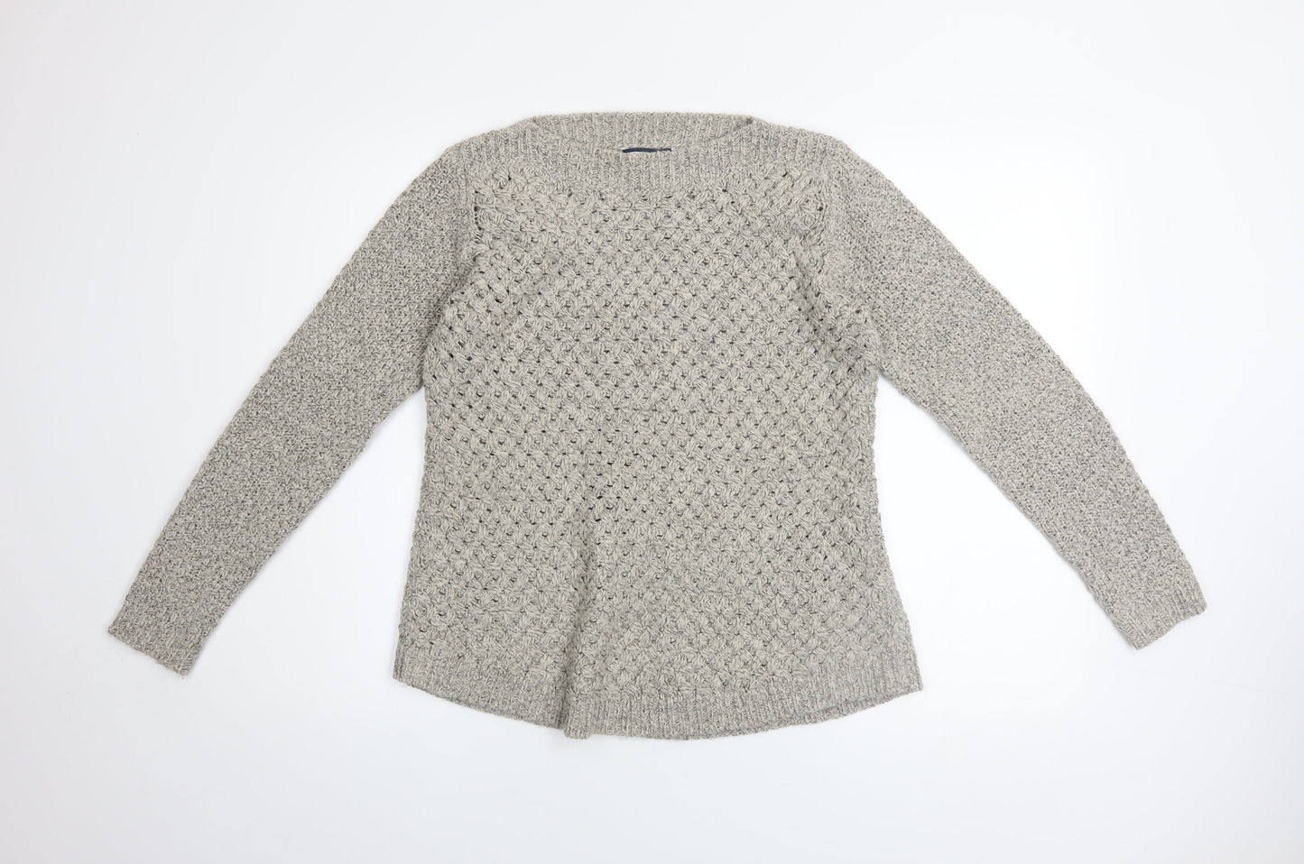 Dash Women’s Grey Chunky Knit Acrylic Blend Long Sleeve Pullover Jumper Size 10