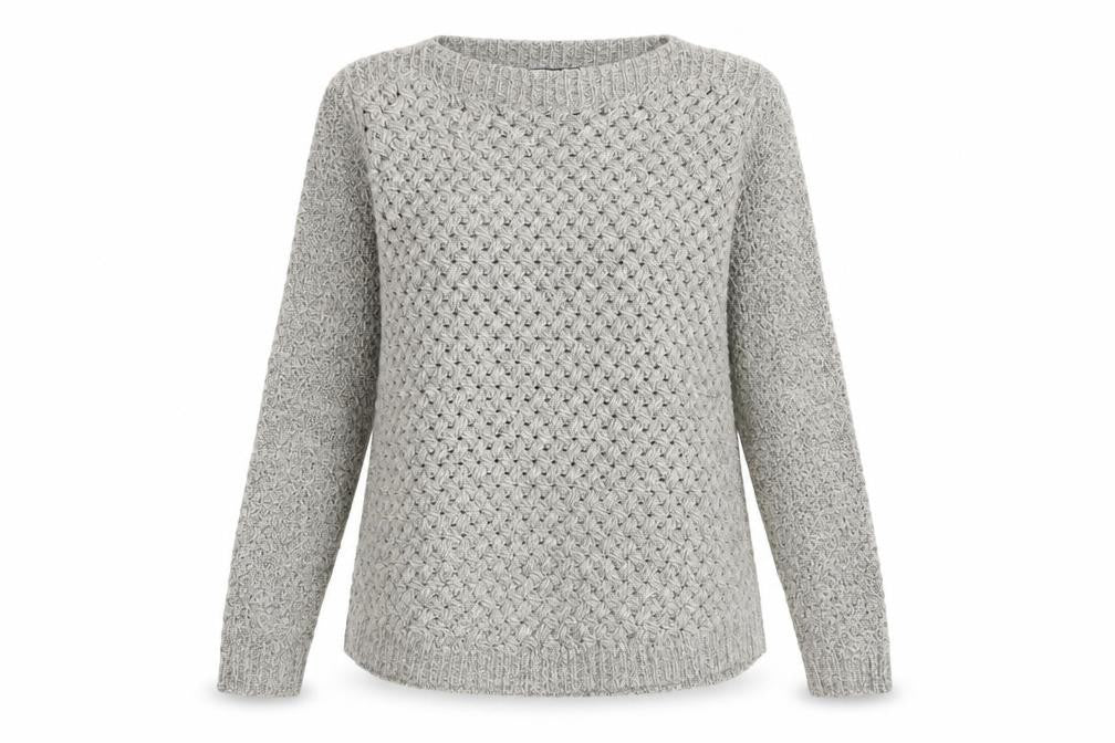 Dash Women’s Grey Chunky Knit Acrylic Blend Long Sleeve Pullover Jumper Size 10