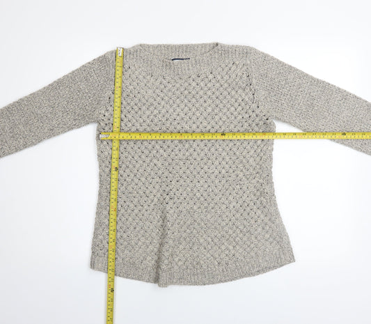 Dash Women’s Grey Chunky Knit Acrylic Blend Long Sleeve Pullover Jumper Size 10