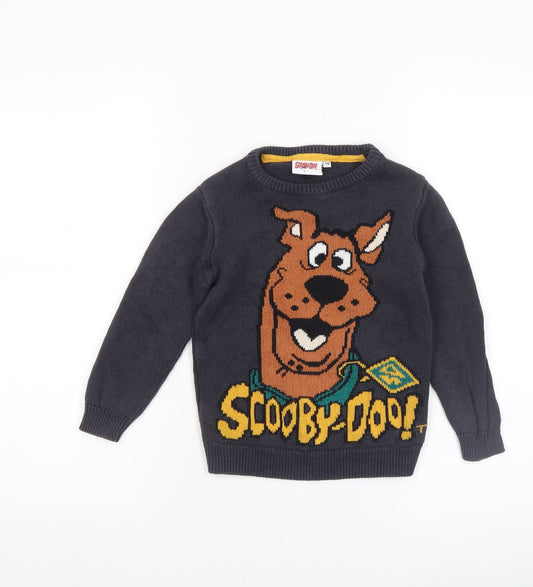 Scooby-Doo Boys Navy Blue Pullover Jumper Cotton Blend Size 4-5 Years