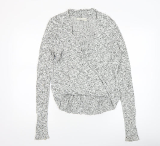 Abercrombie & Fitch Women’s Grey Knit Wrap Jumper Size S