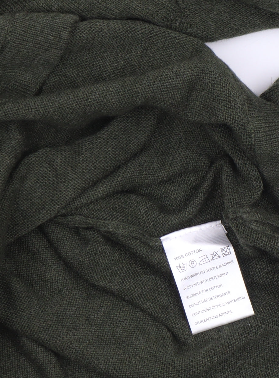 Patra Women Green Cotton Henley Jumper Size L Crew Neck Knit