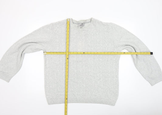 Marks and Spencer Men's Grey XL Cotton Crew Neck Jumper