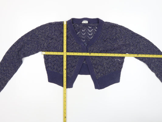 Atmosphere Women's Blue Open-Knit V-Neck Cardigan Size 16-18