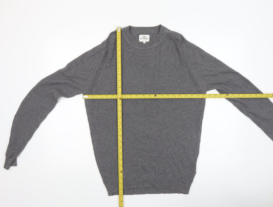 Ben Sherman Men's Grey Cotton Crew Neck Jumper M Waffle Knit