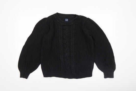 GAP Women's Black Cable-Knit Cotton Crew Neck Jumper Size S