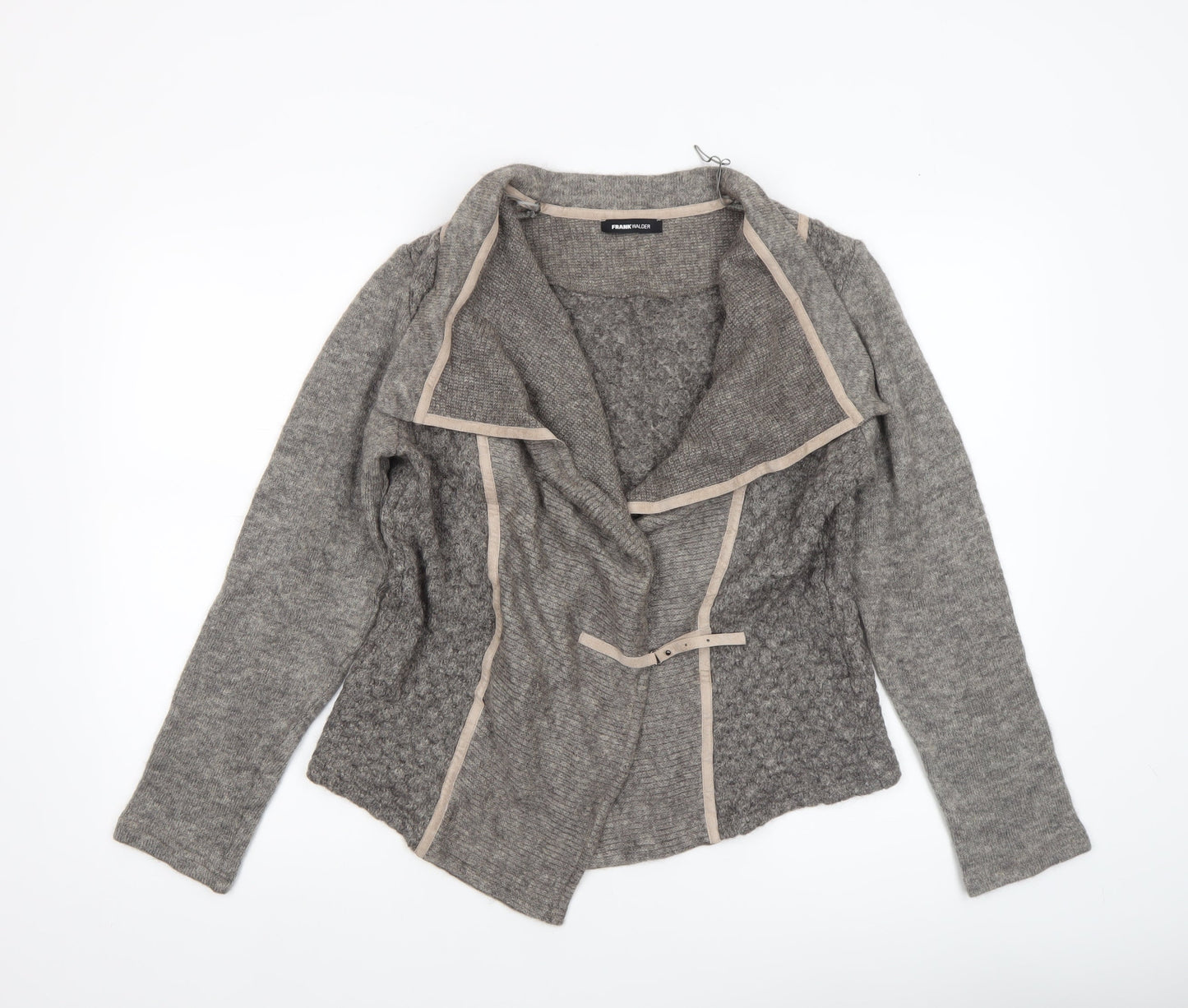 Frank Walder Women’s Grey Mohair Blend Open Cardigan Size 14