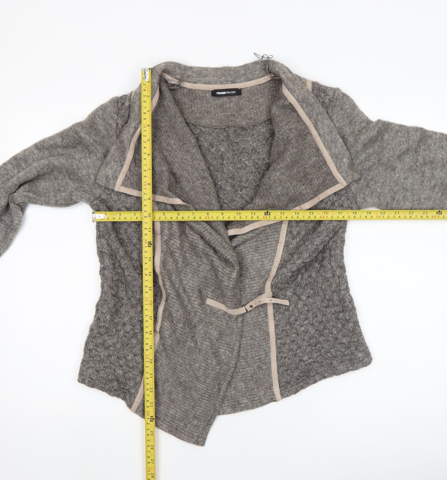 Frank Walder Women’s Grey Mohair Blend Open Cardigan Size 14