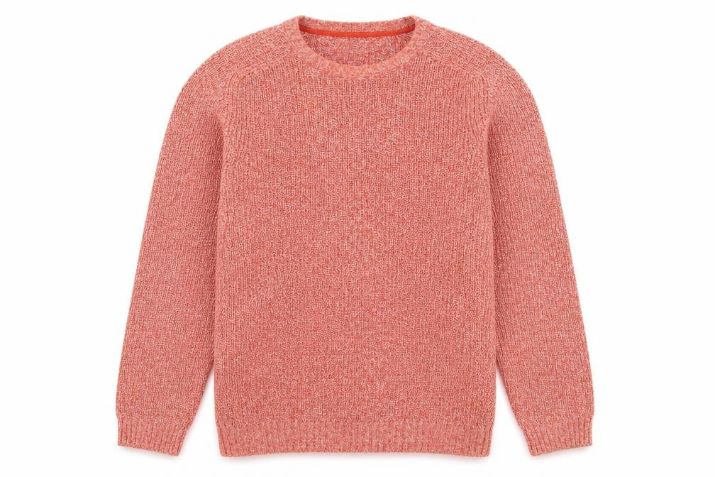 Cotton Traders Men's Orange Crew Neck Chunky Knit Jumper Size L