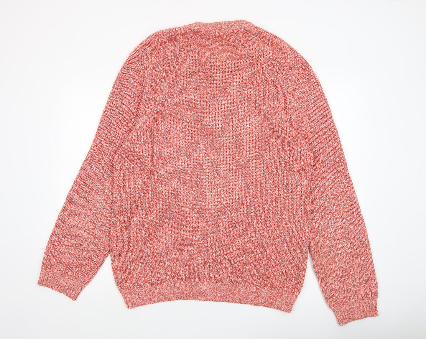 Cotton Traders Men's Orange Crew Neck Chunky Knit Jumper Size L