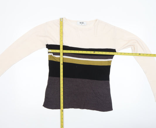 Wallis Women’s Multicoloured Striped Crew Neck Knit Jumper L