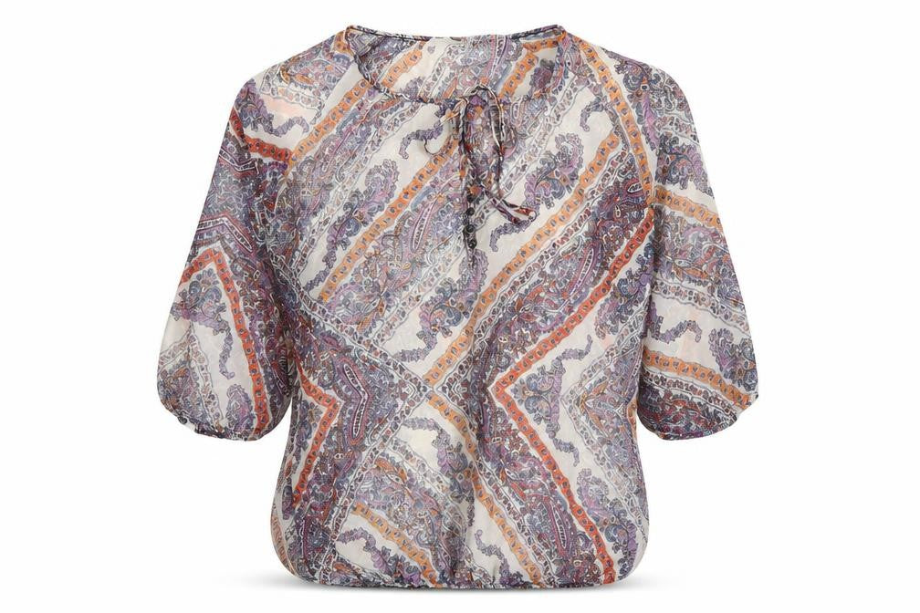 Stradivarius Women’s Multicoloured Paisley Chiffon Tunic Blouse Size 12