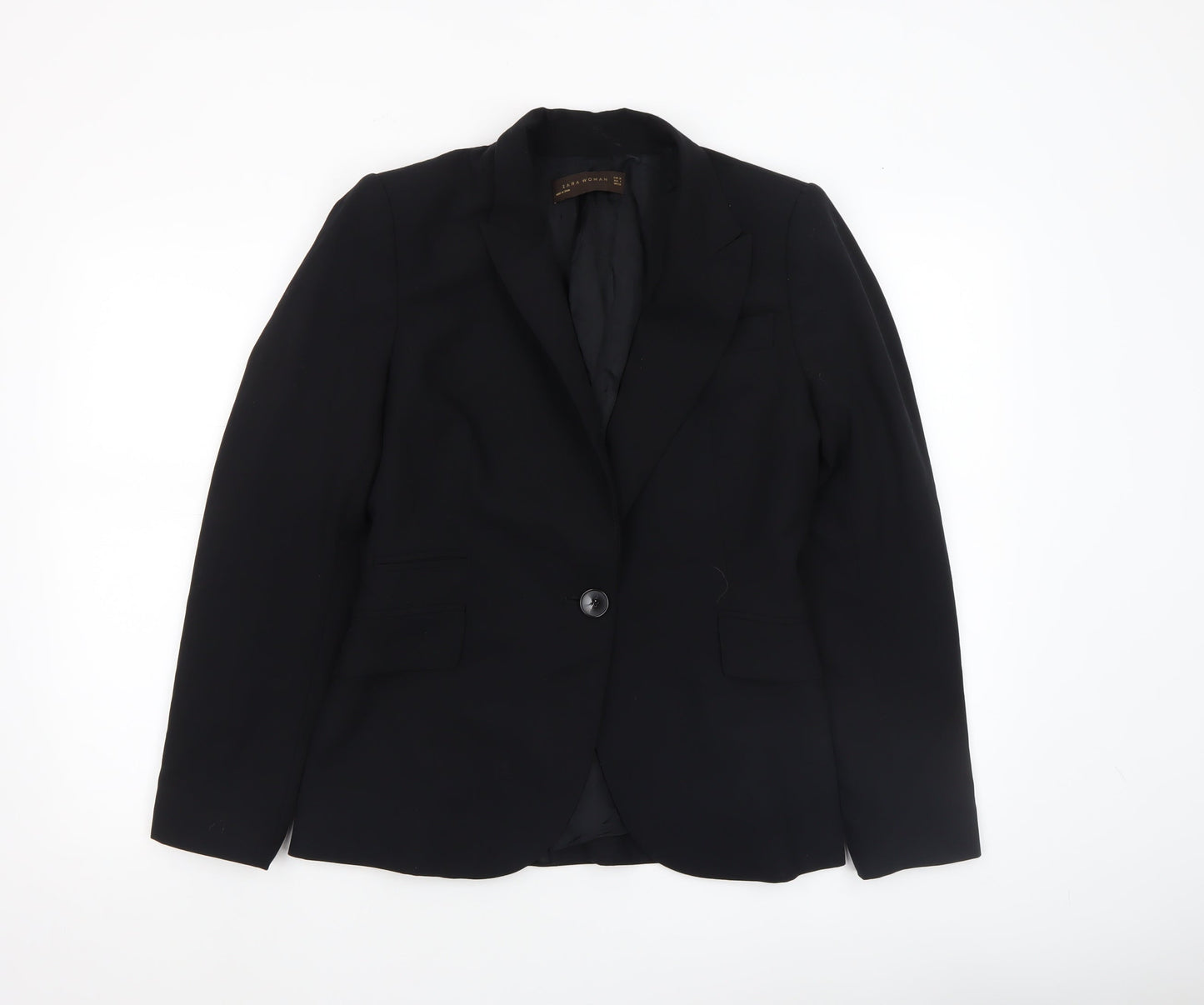 Zara Woman Black Slim Fit Single-Breasted Blazer Size 10
