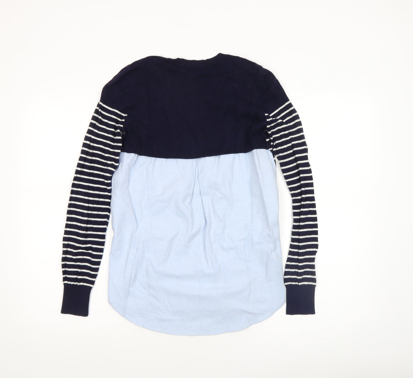 Oasis Women's Blue Striped Crew Neck Pullover Jumper XS