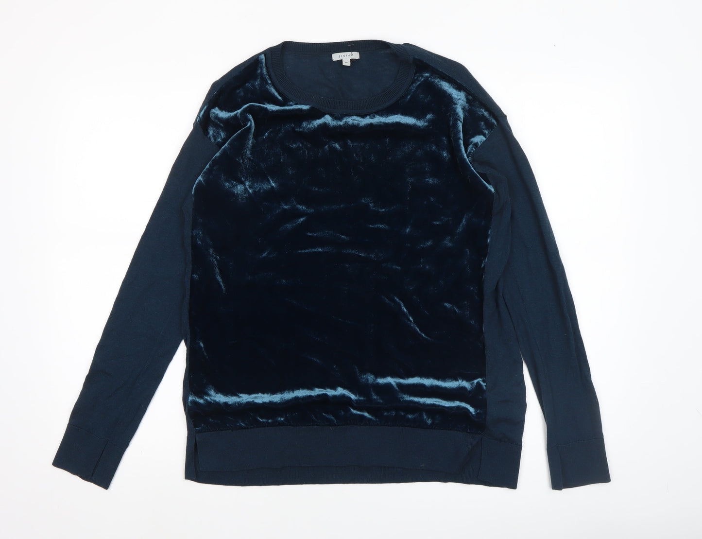 Jigsaw Women’s Blue Velvet Front Pullover Jumper Size M