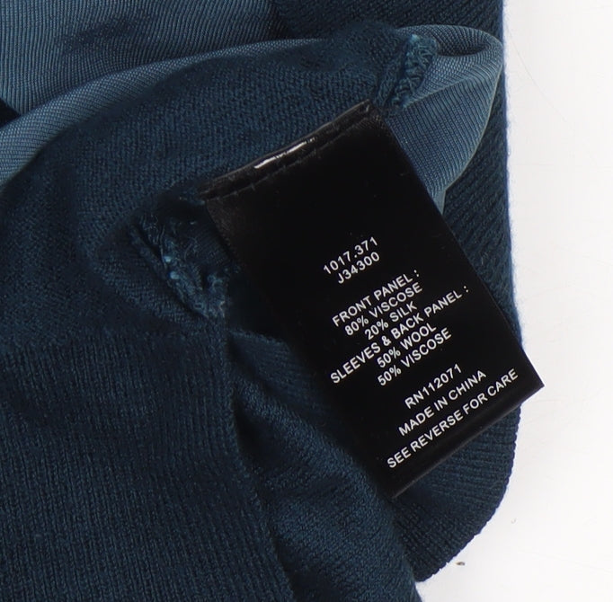 Jigsaw Women’s Blue Velvet Front Pullover Jumper Size M