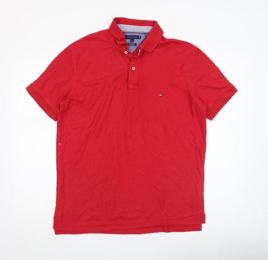 Tommy Hilfiger Men's Red XL Regular Fit Cotton Polo Shirt