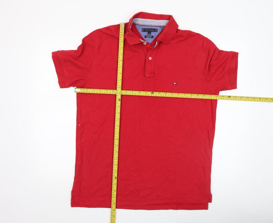 Tommy Hilfiger Men's Red XL Regular Fit Cotton Polo Shirt