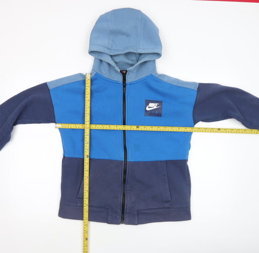 Nike Boys Blue Colourblock Full Zip Hoodie XL Cotton Blend