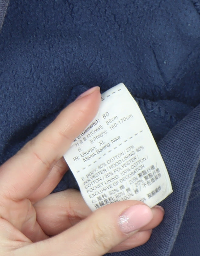 Nike Boys Blue Colourblock Full Zip Hoodie XL Cotton Blend