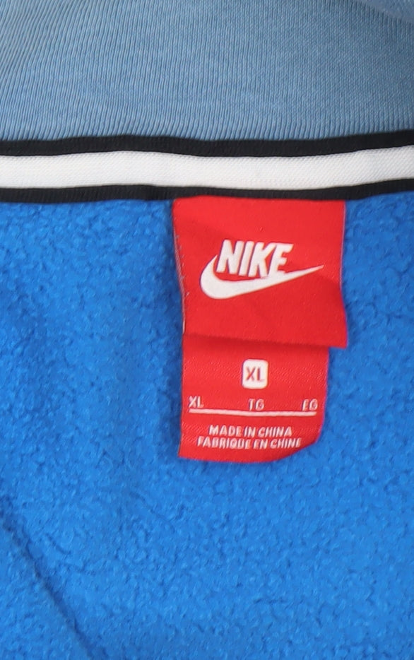 Nike Boys Blue Colourblock Full Zip Hoodie XL Cotton Blend