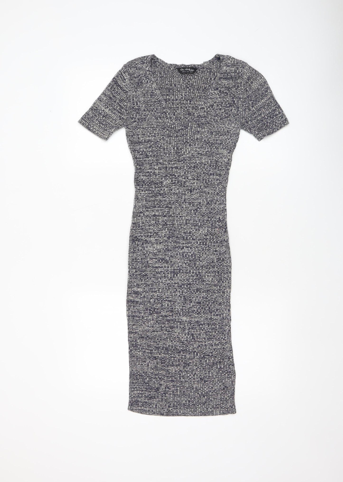 Miss Selfridge Women Grey Midi Bodycon Knit Dress Size 10