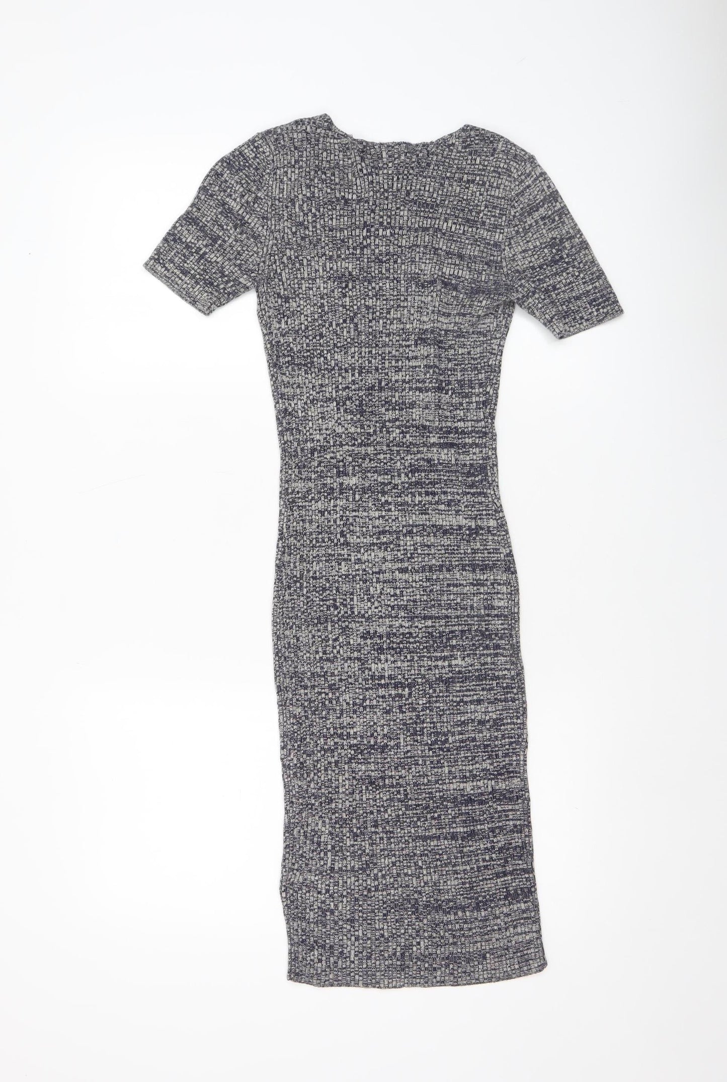 Miss Selfridge Women Grey Midi Bodycon Knit Dress Size 10