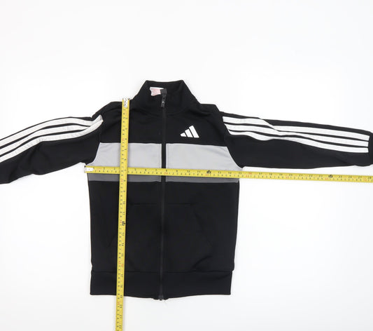 Adidas Boys Black Track Jacket 10-11 Years Full Zip Colourblock Activewear