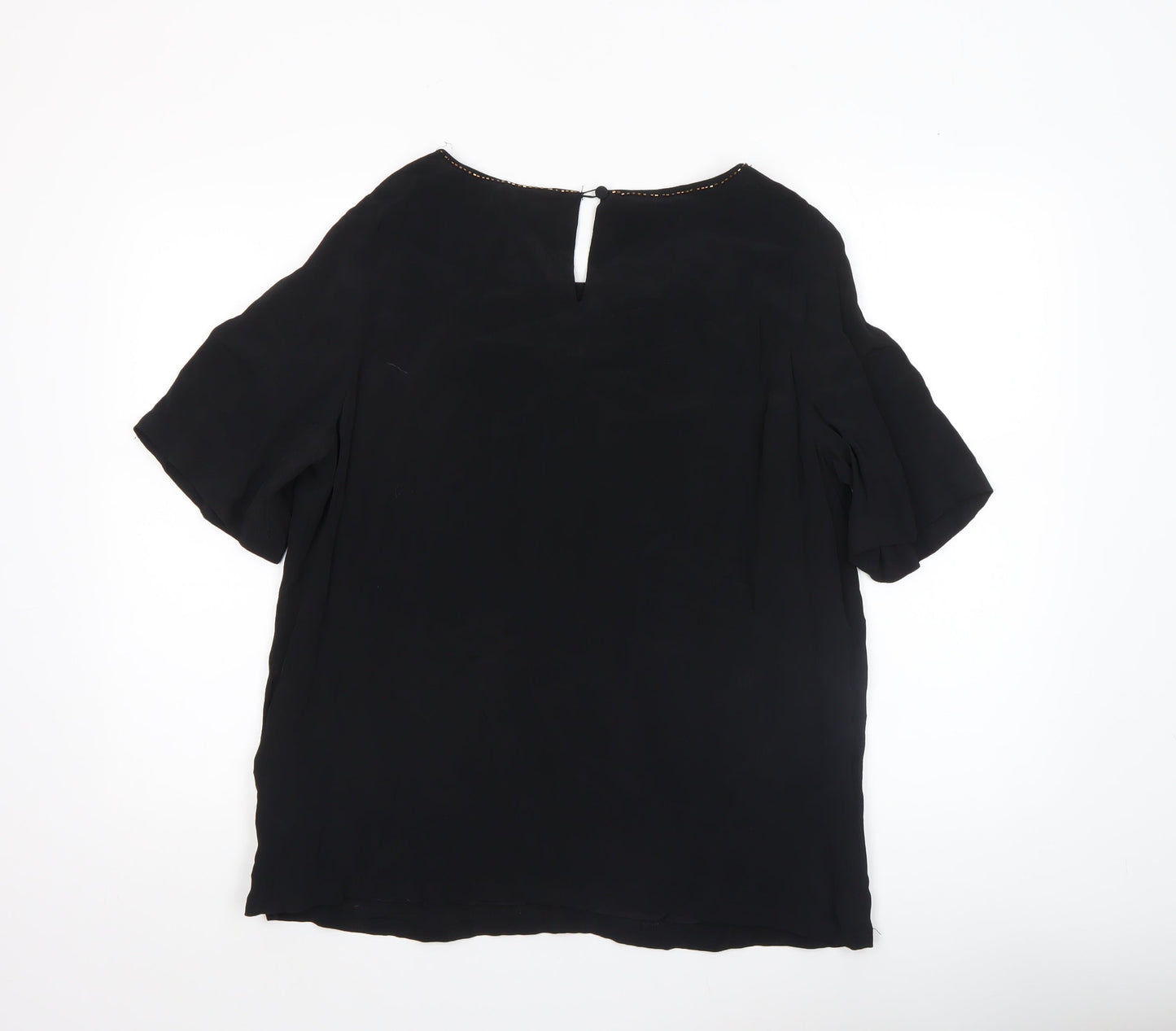 Monsoon Women Black Beaded Tunic Blouse Size 14 Viscose