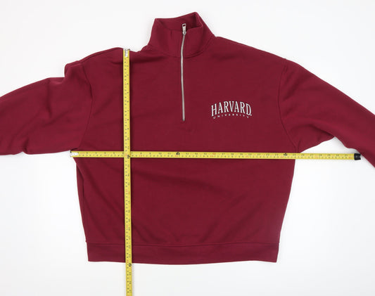 Harvard Women's Burgundy 1/4 Zip Sweatshirt Small Cotton Blend Casual