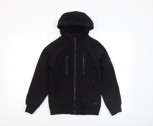 Firetrap Boys Black 7-8 Years Hooded Soft Shell Jacket