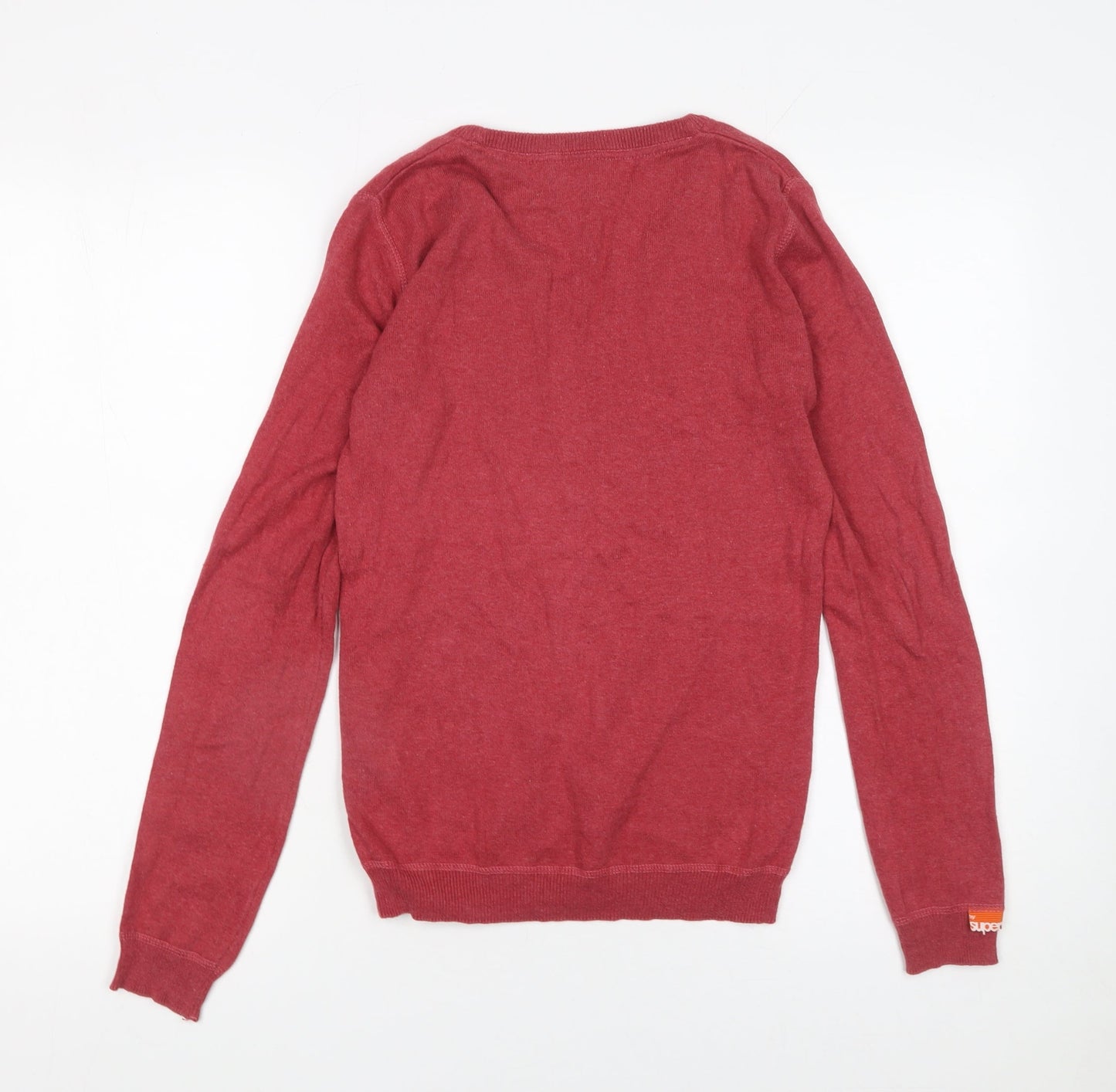 Superdry Men's Red Cotton Crew Neck Pullover Jumper Size S