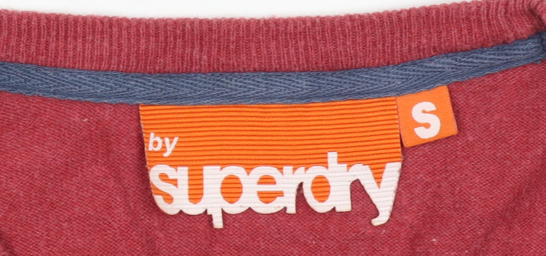 Superdry Men's Red Cotton Crew Neck Pullover Jumper Size S