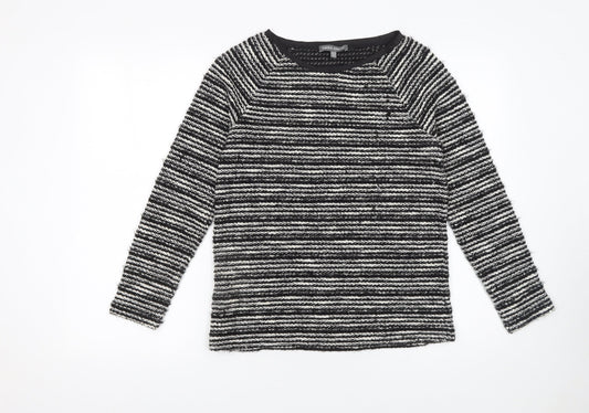 Laura Ashley Women’s Black Striped Long Sleeve Knit Jumper Size 10