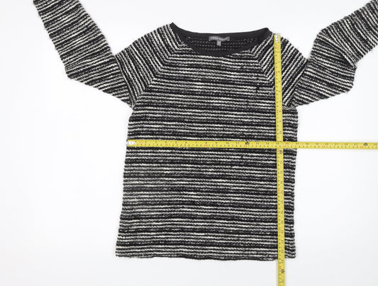 Laura Ashley Women’s Black Striped Long Sleeve Knit Jumper Size 10