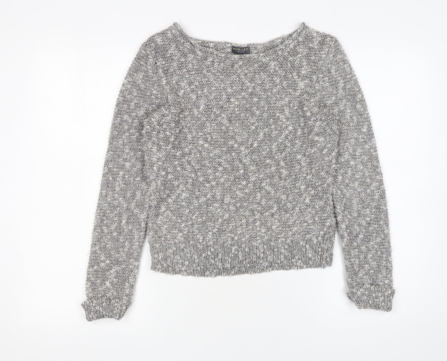 Minuet Petite Women's Grey Chunky-Knit Pullover Jumper Size S