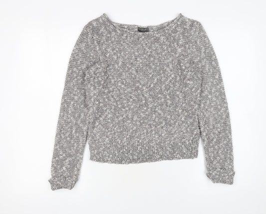 Minuet Petite Women's Grey Chunky-Knit Pullover Jumper Size S