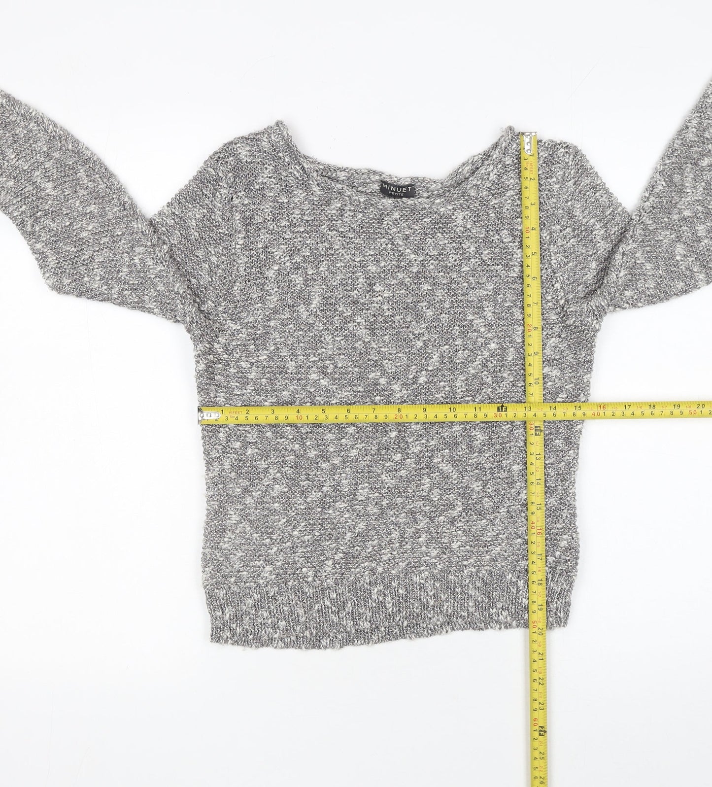 Minuet Petite Women's Grey Chunky-Knit Pullover Jumper Size S