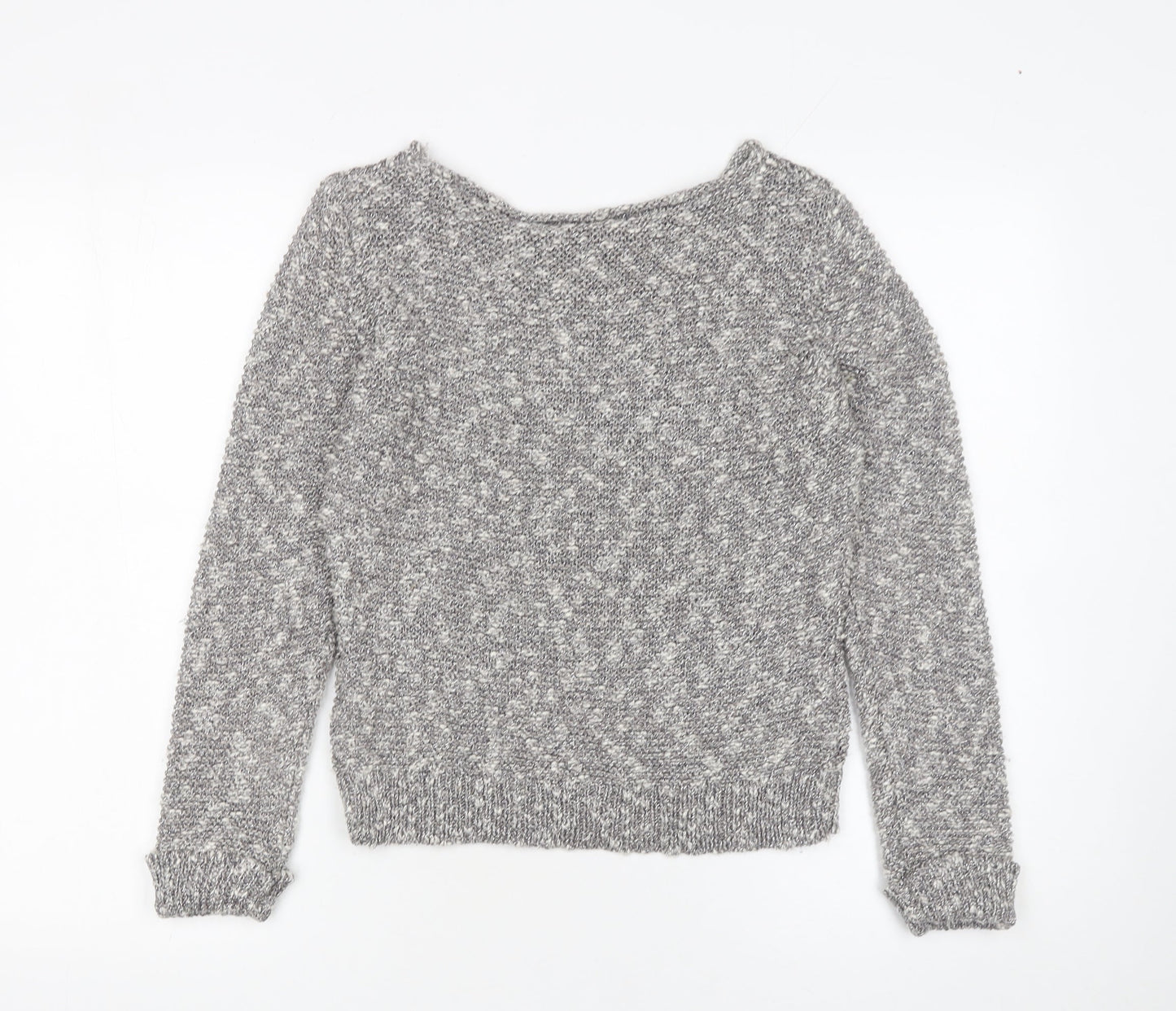 Minuet Petite Women's Grey Chunky-Knit Pullover Jumper Size S