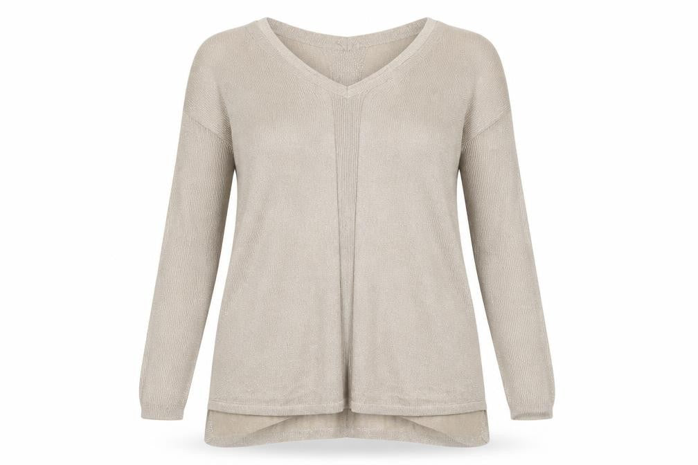 Next Women’s Beige V-Neck Long Sleeve Knit Jumper Size 12