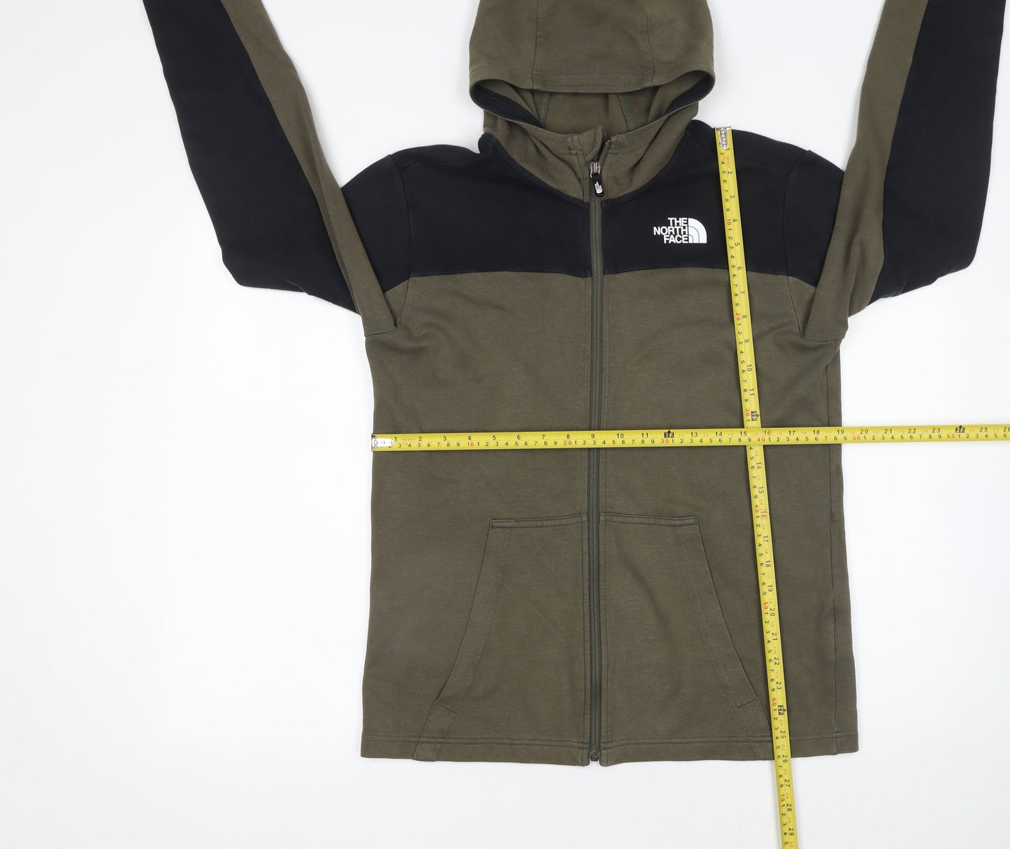 The North Face Boys Green Full Zip Hoodie XL Colourblock Outdoor Jacket