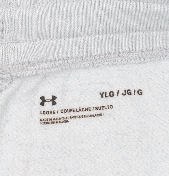 Under Armour Boys Grey Jogger Sweatpants Size 13 Years Elastic Waist Fleece