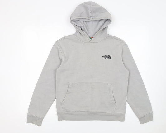 The North Face Boys Grey Pullover Hoodie L Hooded Fleece Sweatshirt