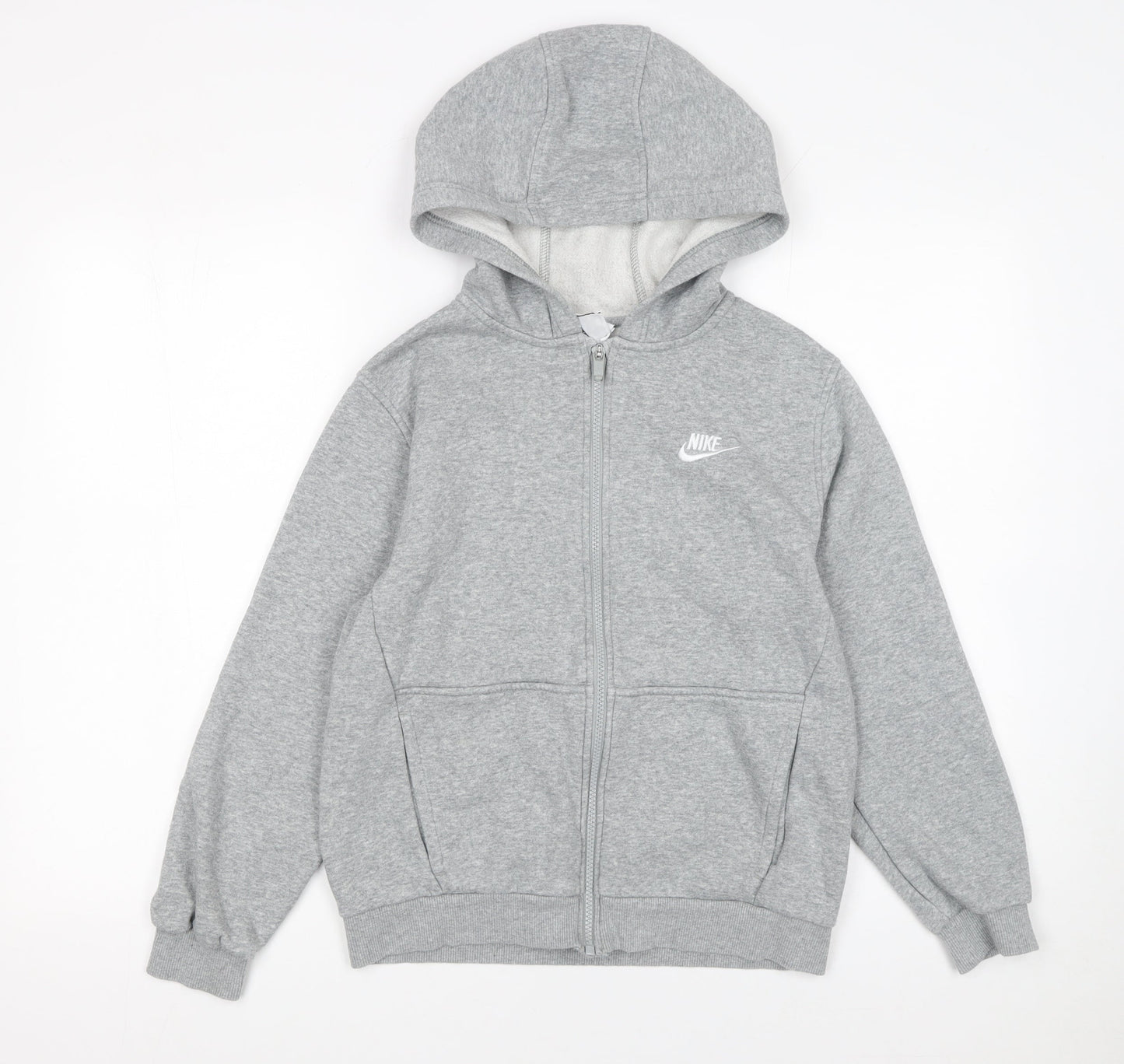 Nike Boys Grey Full Zip Fleece Hoodie Size 146cm Regular Fit