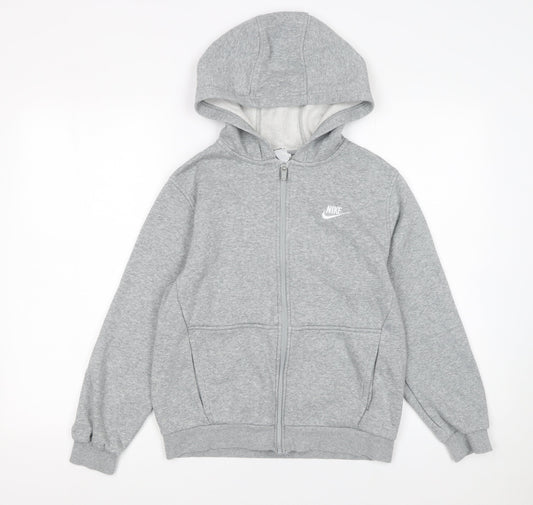 Nike Boys Grey Full Zip Fleece Hoodie Size 146cm Regular Fit
