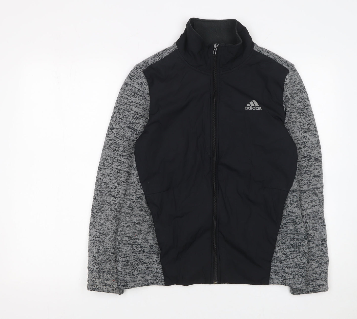 Adidas Boys Black 13-14 Years Track Jacket Full Zip Fleece Sports Top