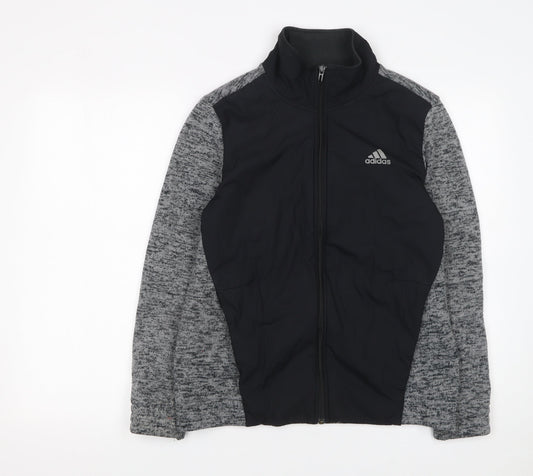 Adidas Boys Black 13-14 Years Track Jacket Full Zip Fleece Sports Top