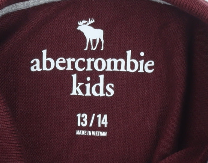 Abercrombie Kids Boys Red 13-14 Years Polo Shirt Short Sleeve Cotton